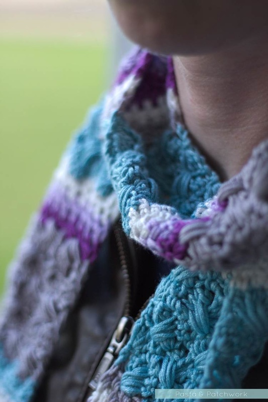 Sneak preview of the Lavender Skies Skinny Scarf by Eline Alcocer - Pattern coming early 2016