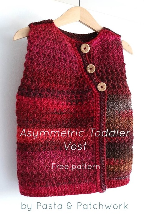 Pasta & Patchwork Winter 2014-15 Project Round-up: Asymmetric Toddler Vest - link to free pattern in post