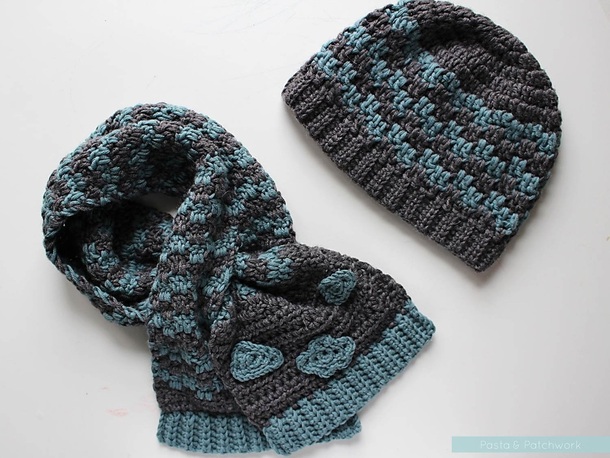 crochet scarf and hat