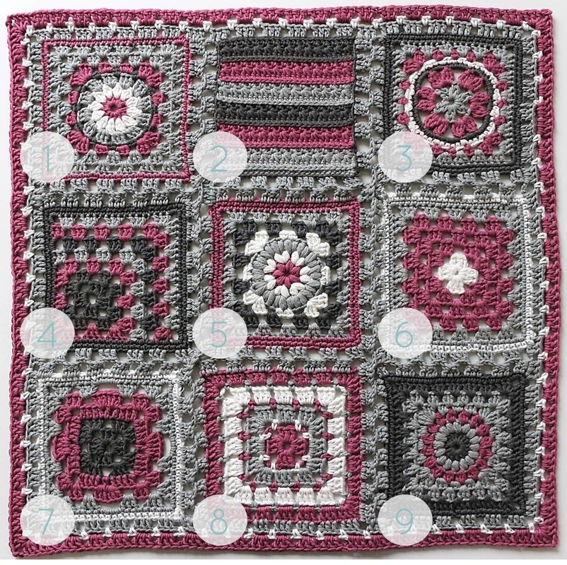 Crochet meets Patchwork Afghan by Pasta & Patchwork | Fuchsia Granny Squares Pattern Round-up